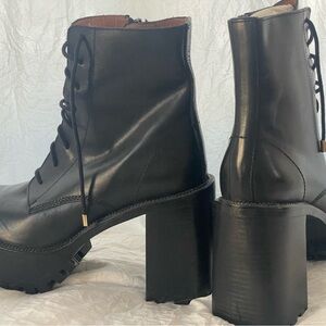 Free People Black Lace Up Platform Ankle Boots